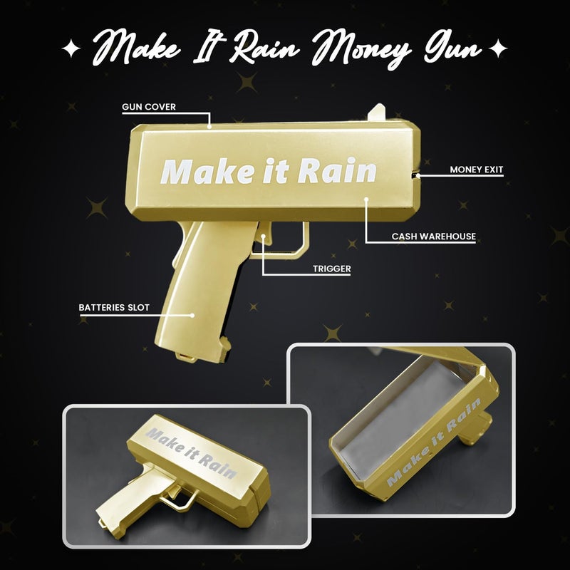 RADSHSP Make It Rain Money Toy Gun Automatic Money Gun Prop Party Shooter Gun for Weddings Birthdays Christmas New Year Night Club Fun Party Surprise Gifts - Image 4